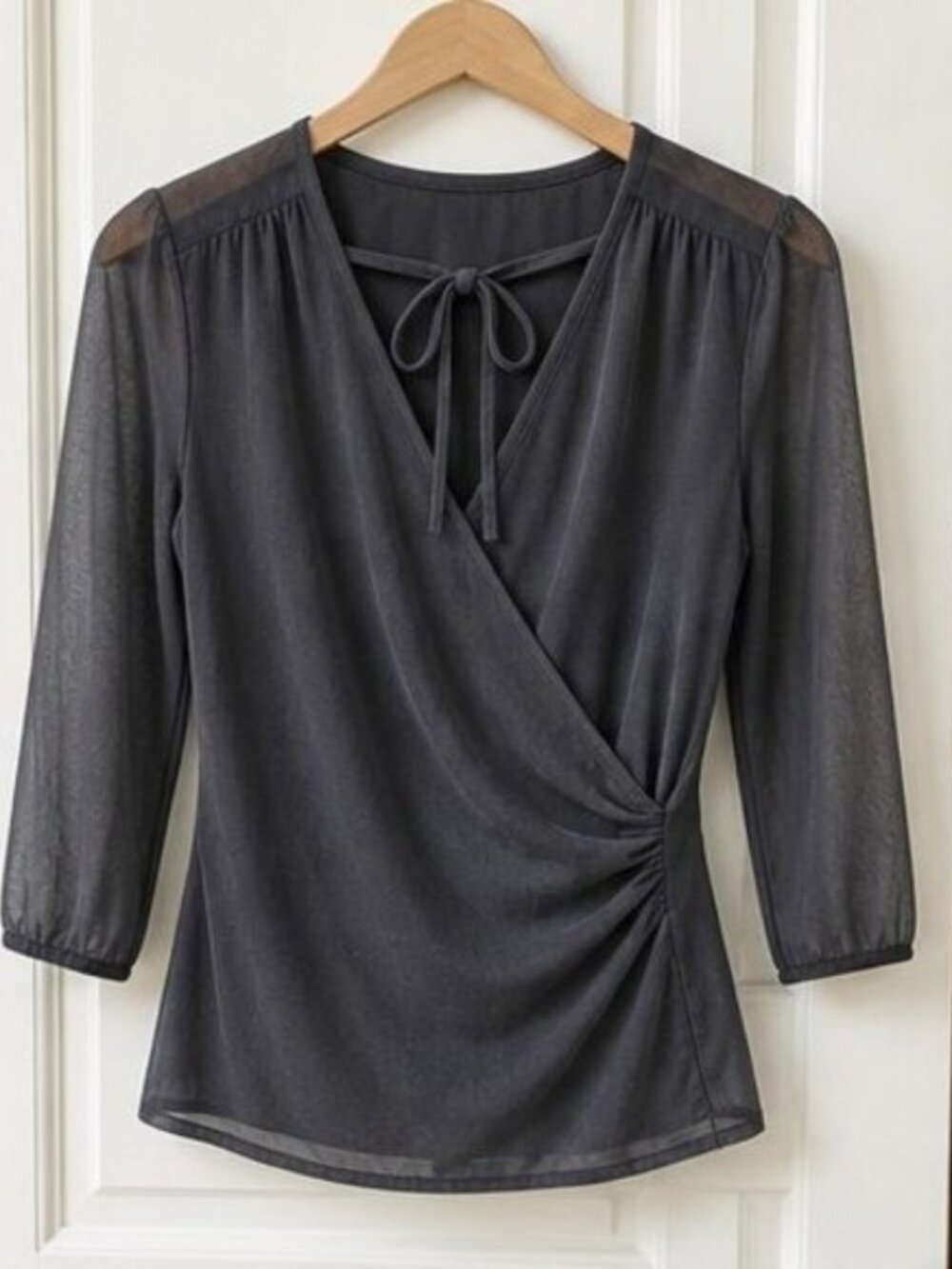 Charcoal Wrap Blouse